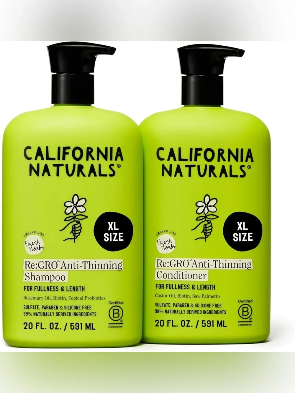 California Naturals Re:GRO Anti-Thinning Shampoo & Conditioner •2 Pack•